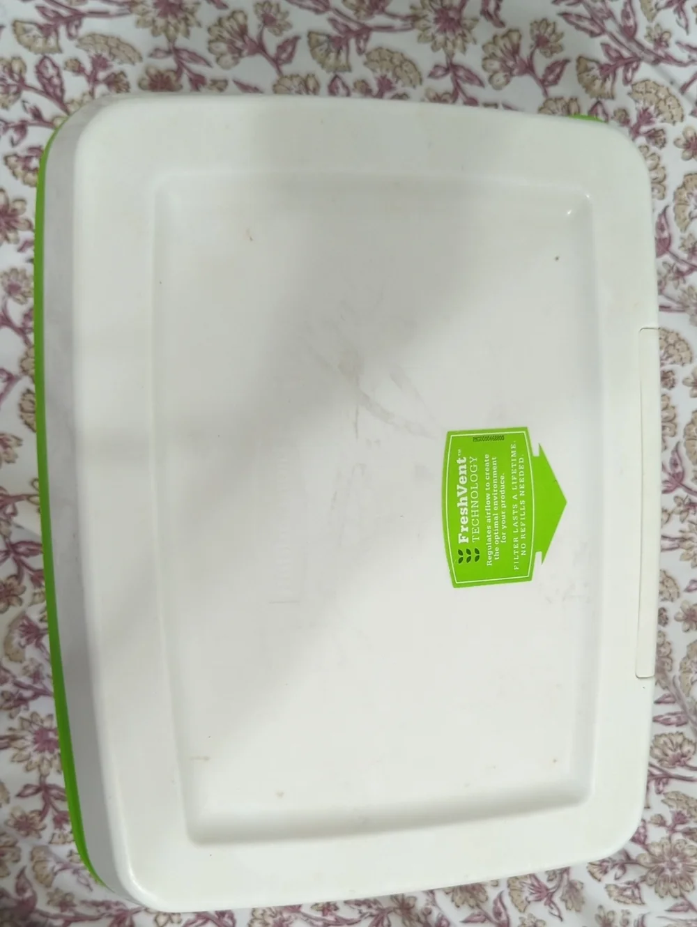 Plastic Food Storage Container with FreshVent Lid - White & Lime Green